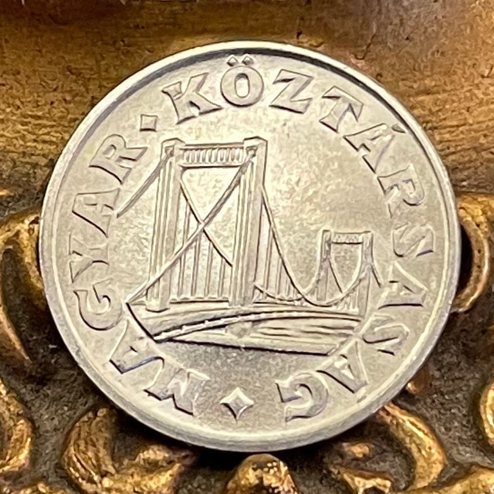 Elizabeth Bridge Hungary 50 Filler Authentic Coin Money for Jewelry and Craft Making (Elisabeth Bridge or Erzsébet Bridge) Budapest
