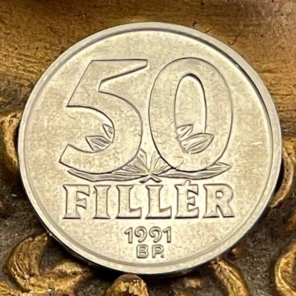 Elizabeth Bridge Hungary 50 Filler Authentic Coin Money for Jewelry and Craft Making (Elisabeth Bridge or Erzsébet Bridge) Budapest