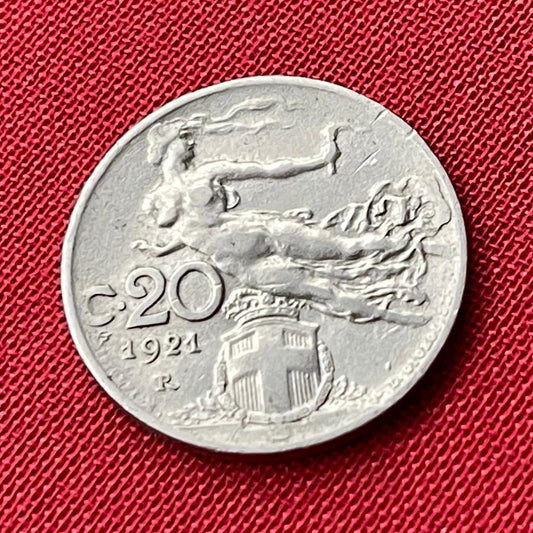 Liberty Hovering "Libertà Librata"  20 Centesimi Italy Authentic Coin Money for Jewelry and Craft Making