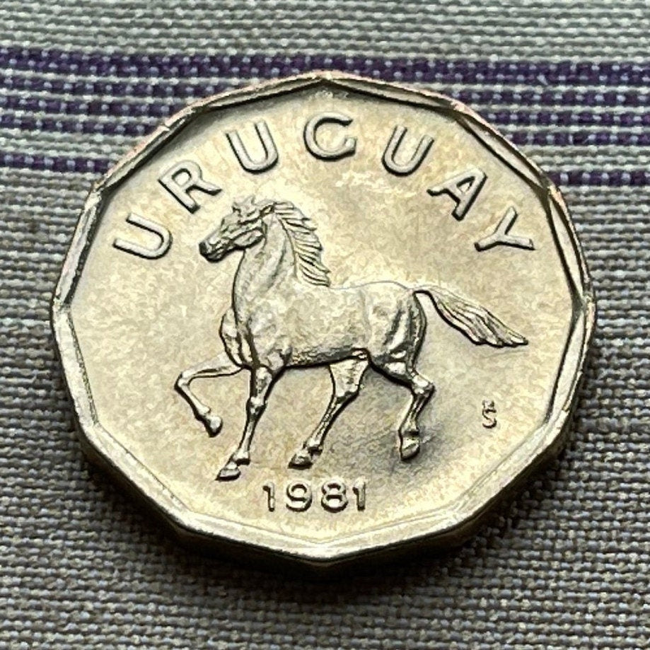 Horse of Liberty 10 Centesimos Uruguay Authentic Coin Money for Jewelry and Craft Making