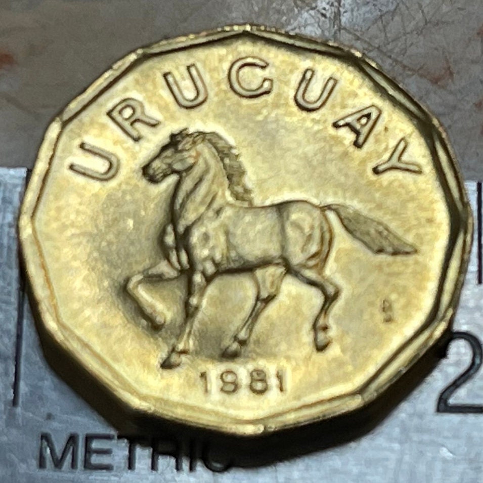 Horse of Liberty 10 Centesimos Uruguay Authentic Coin Money for Jewelry and Craft Making
