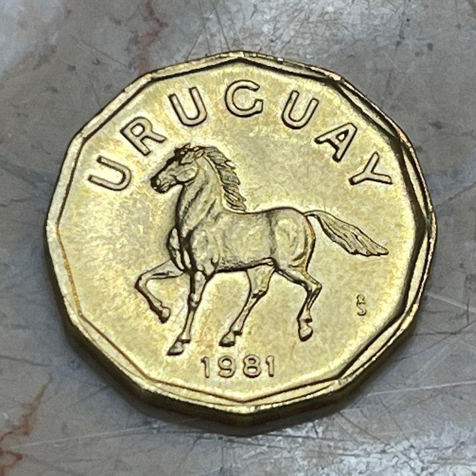 Horse of Liberty 10 Centesimos Uruguay Authentic Coin Money for Jewelry and Craft Making