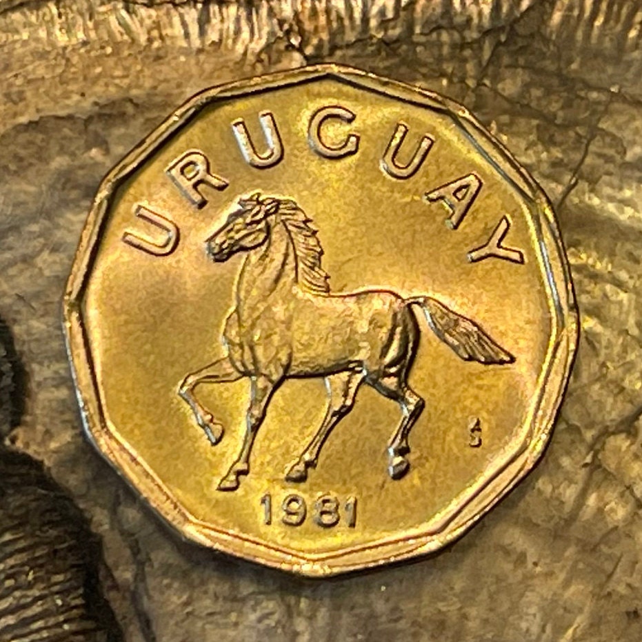 Horse of Liberty 10 Centesimos Uruguay Authentic Coin Money for Jewelry and Craft Making