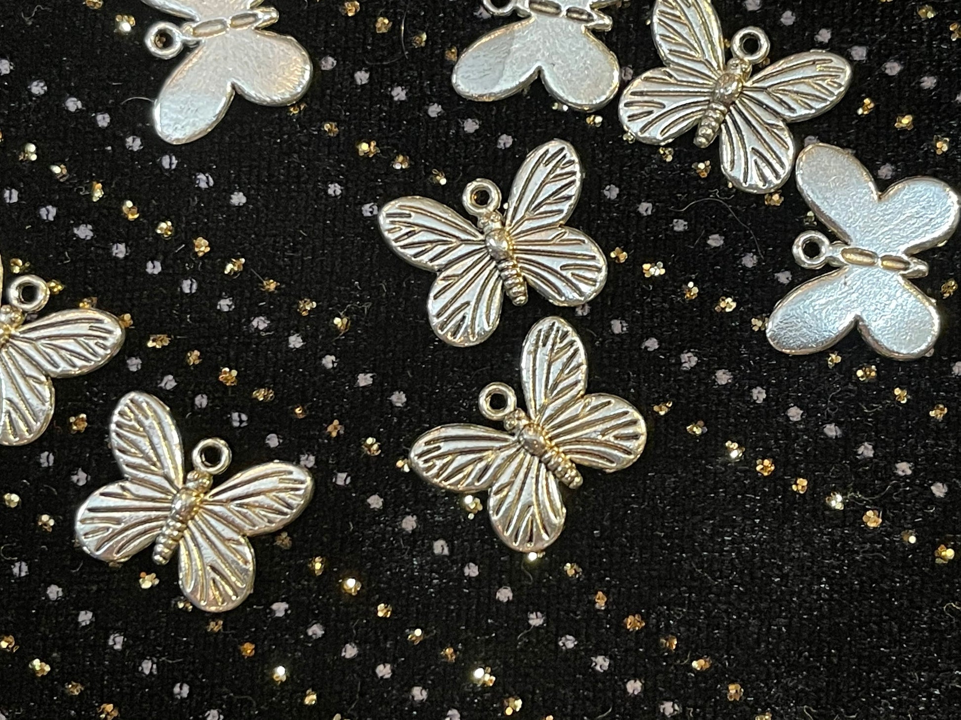 Butterfly charm - 12x17 mm - Antique Silver plated - garden themed boho pendant drop for personalized jewelry