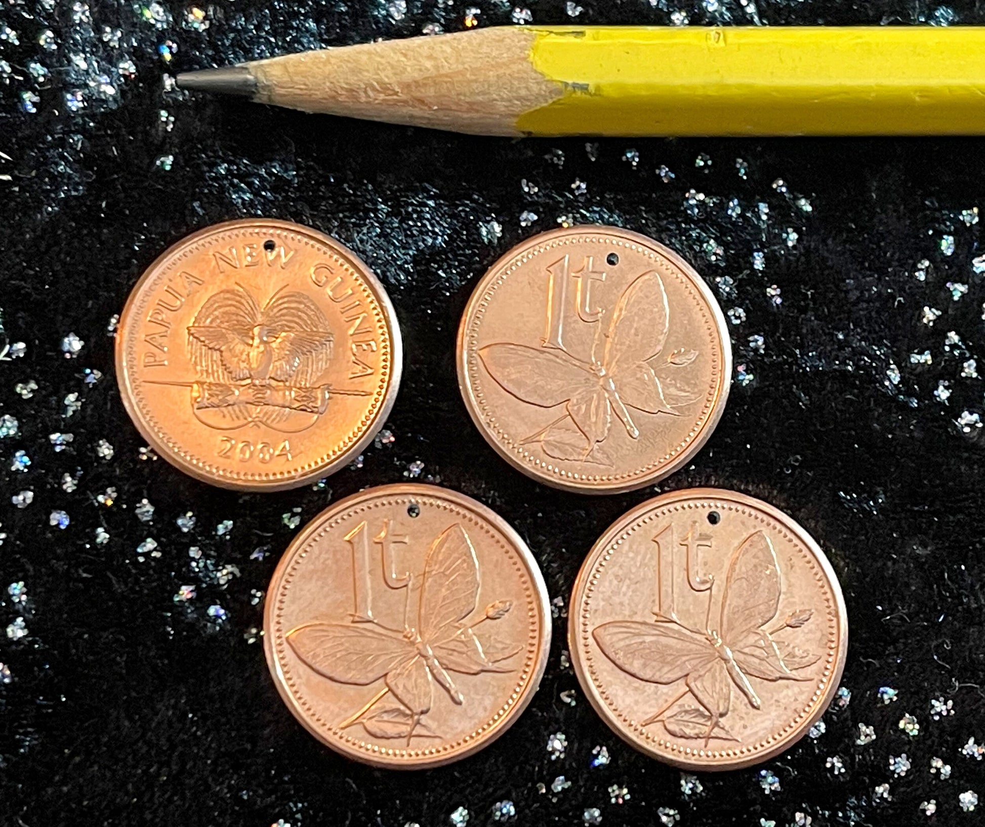 World's Biggest Butterfly - Birdwing - & Bird of Paradise - Papua New Guinea Authentic Coin - 1 Toea - Money for Jewelry and Craft Making