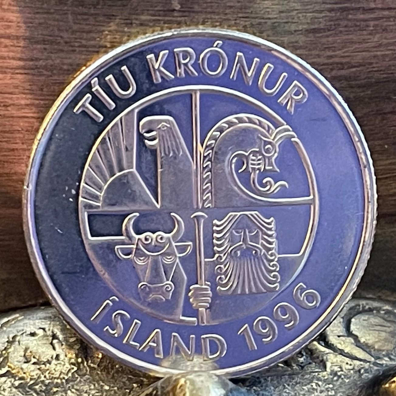 Capelin Fish & Landvaettir 10 Kronur Iceland Authentic Coin Money for Jewelry and Craft Making (Smelt)