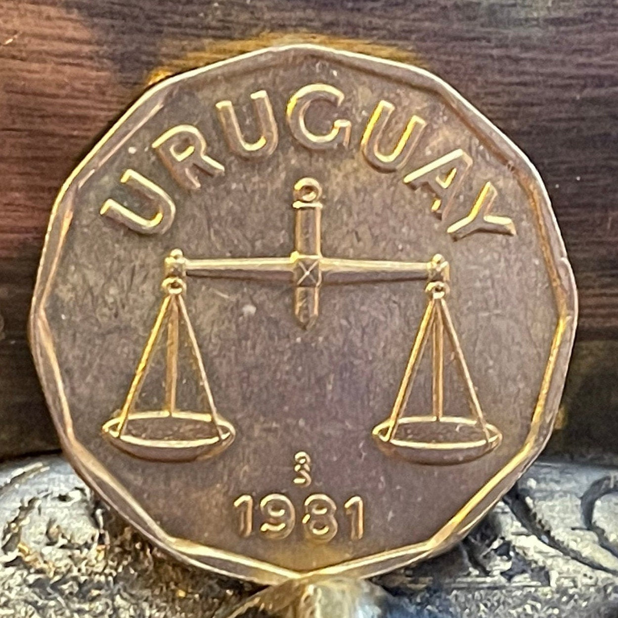 Scales of Justice 50 Centesimos Uruguay Authentic Coin Money for Jewelry and Craft Making (Libra)