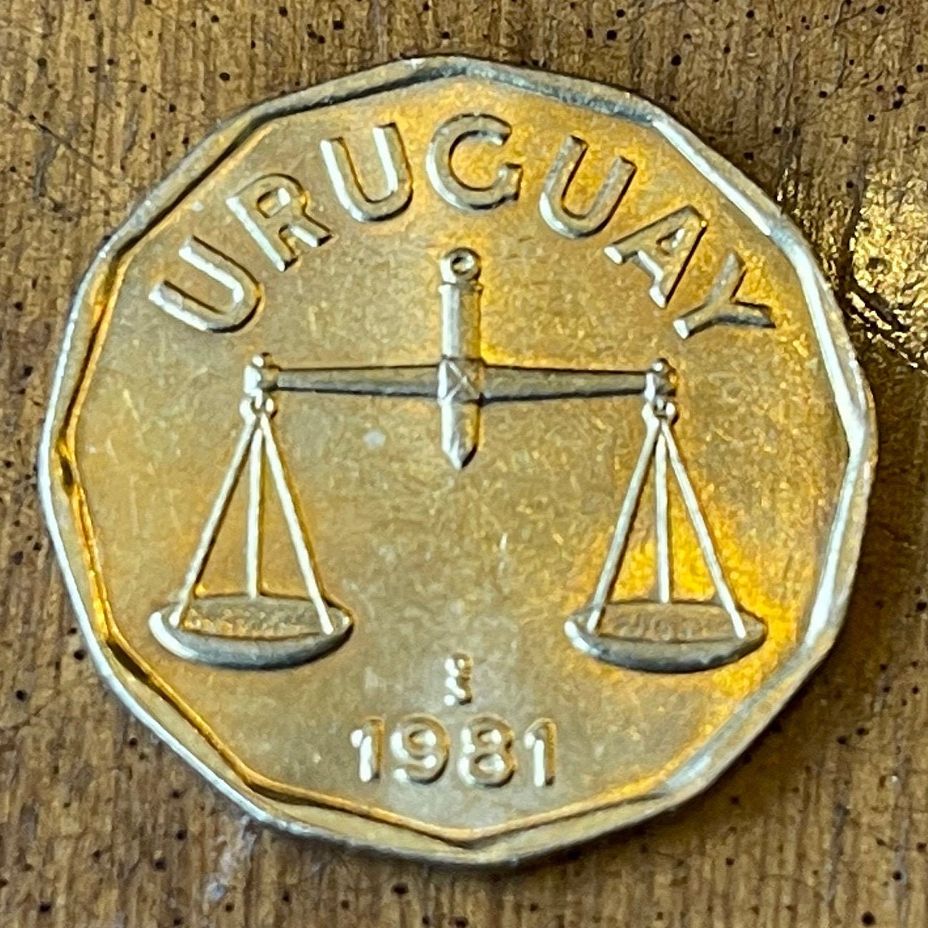 Scales of Justice 50 Centesimos Uruguay Authentic Coin Money for Jewelry and Craft Making (Libra)
