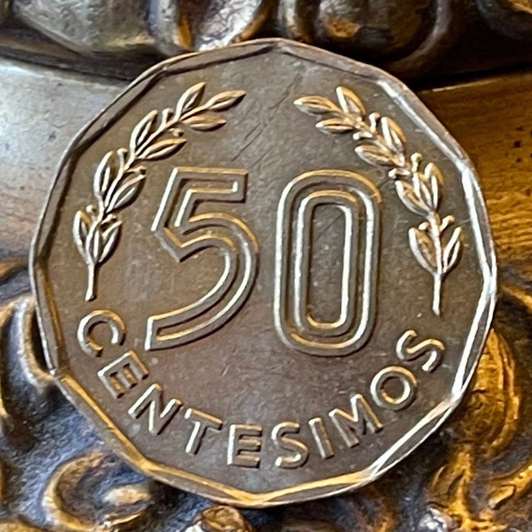 Scales of Justice 50 Centesimos Uruguay Authentic Coin Money for Jewelry and Craft Making (Libra)