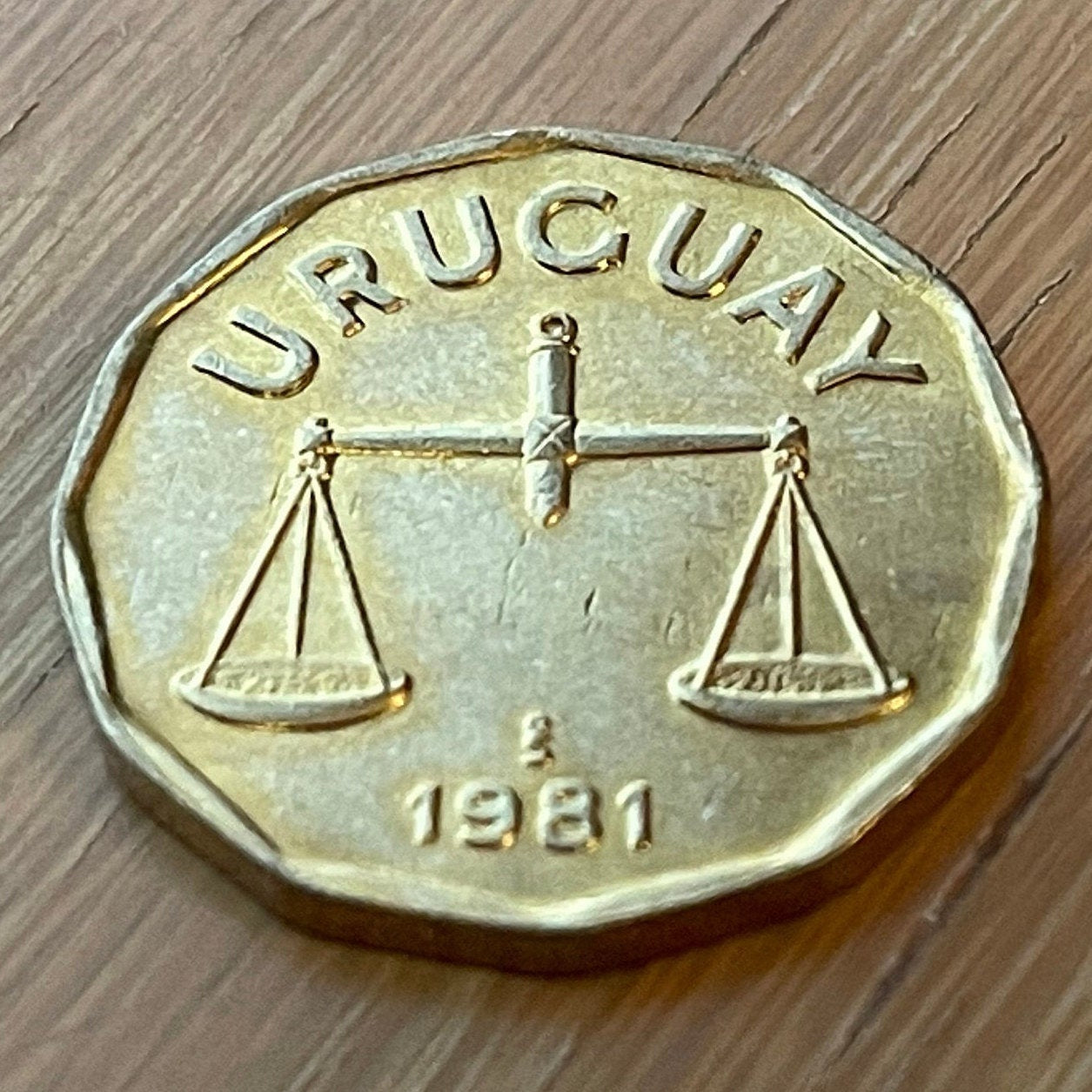 Scales of Justice 50 Centesimos Uruguay Authentic Coin Money for Jewelry and Craft Making (Libra)