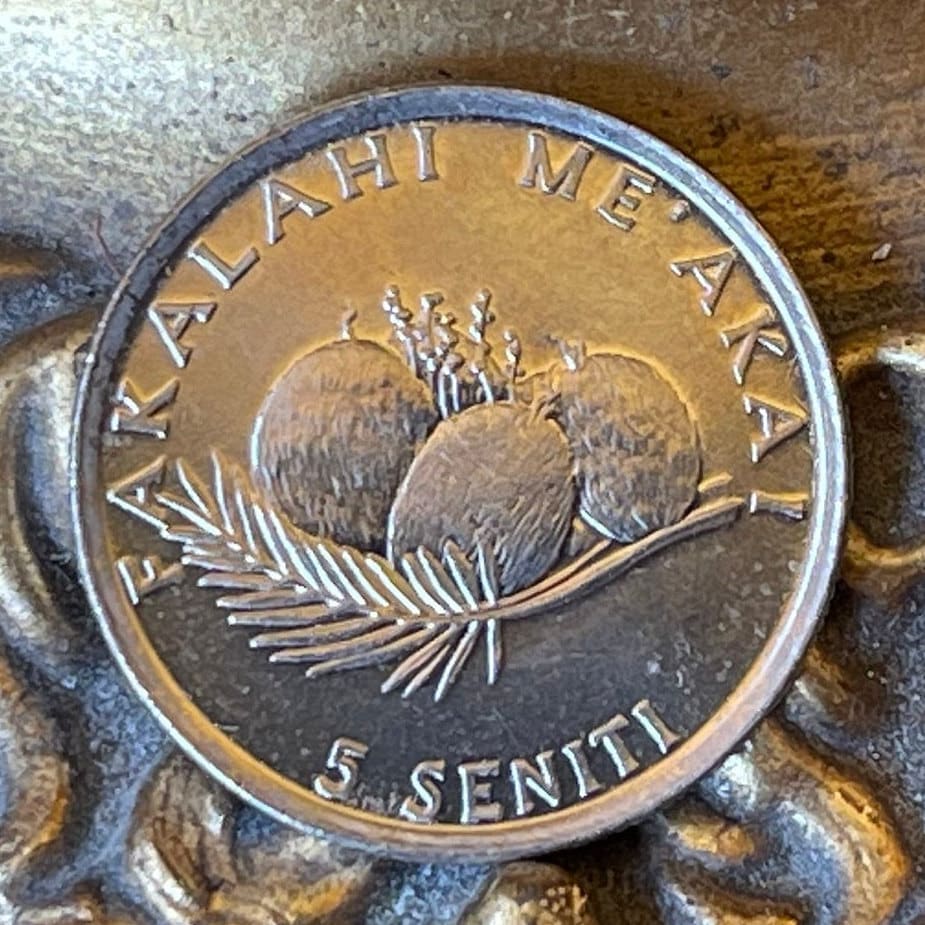 Hen and Chicks & Coconuts 5 Seniti Tonga Authentic Coin Money for Jewelry and Craft Making