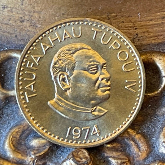 King Taufa'ahau Tupou IV & King Malila the Giant Tortoise 1 Seniti Tonga Authentic Coin Charm for Jewelry and Craft Making