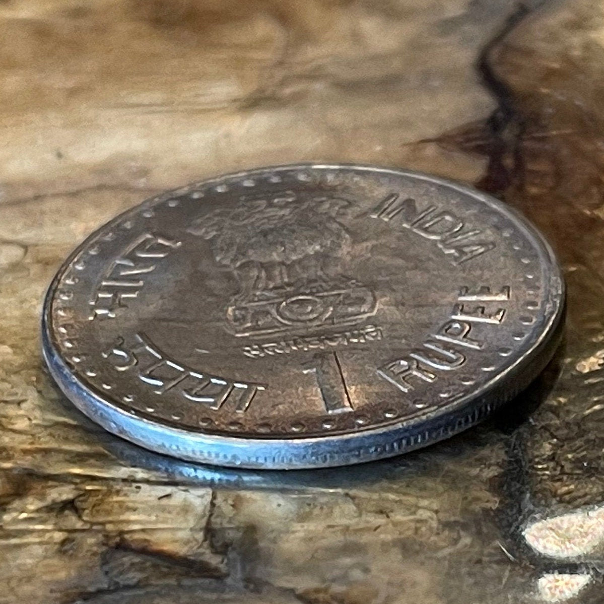 Martyr's Memorial & Ashoka Lion Capitol 1 Rupee India Authentic Coin Money for Jewelry and Craft Making