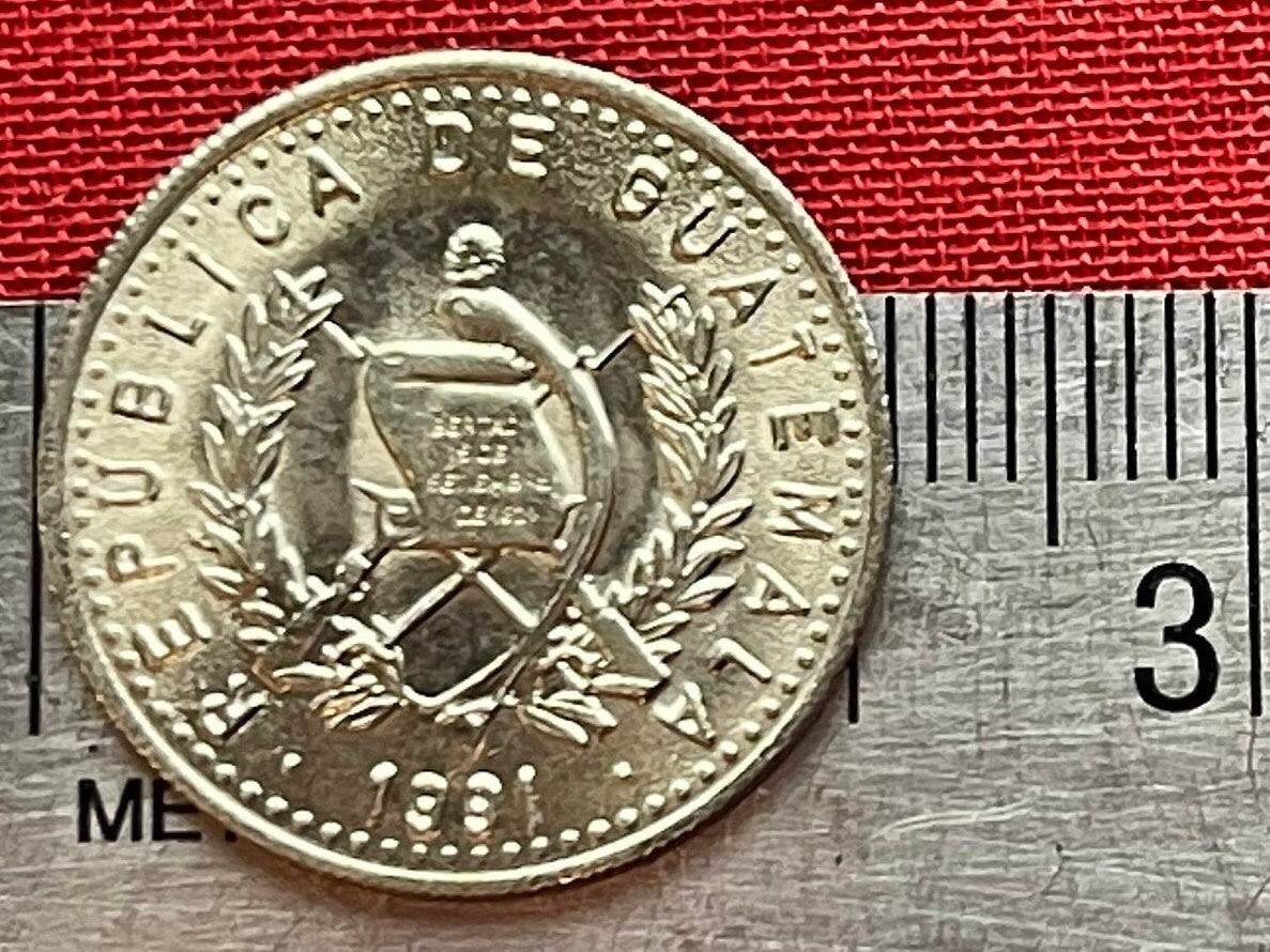 Maya King on Quirigua Monolith 10 Centavos Guatemala Authentic Coin Money for Jewelry and Craft Making