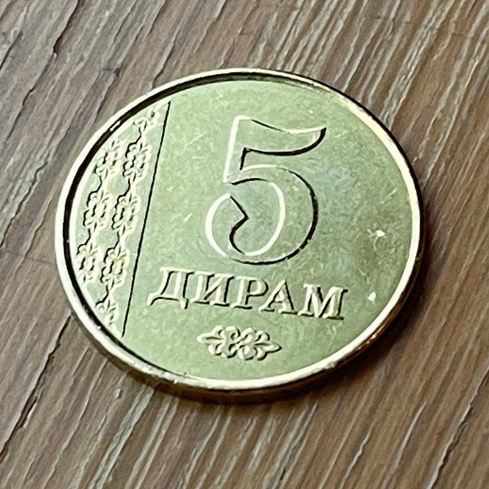 Magic Seven Stars & Pamir Mountains 5 Diram Tajikistan Authentic Coin Money for Jewelry and Craft Making (Rising Sun) (Magic Number 7)