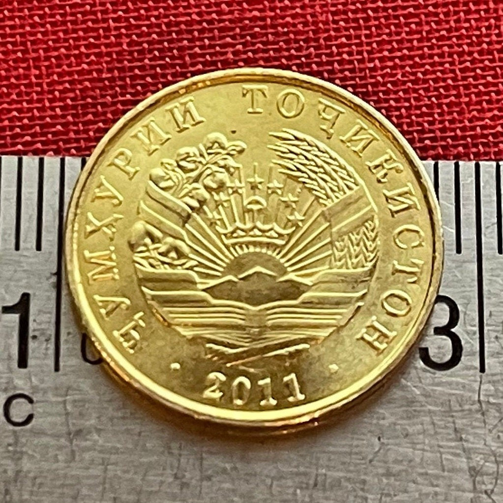 Magic Seven Stars & Pamir Mountains 5 Diram Tajikistan Authentic Coin Money for Jewelry and Craft Making (Rising Sun) (Magic Number 7)