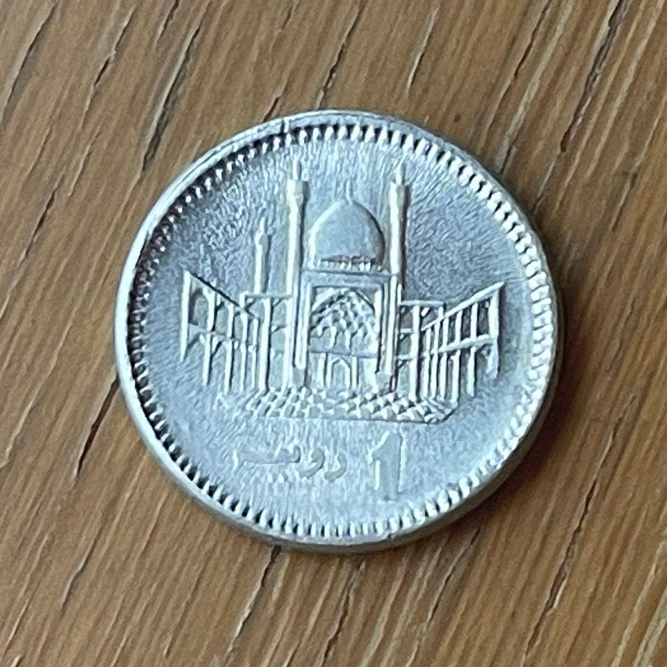 Mohammad Ali Jinnah & Shrine of Sufi Saint Lal Shahbaz Qalandar 1 Rupee Pakistan Authentic Coin Money for Jewelry and Craft Making