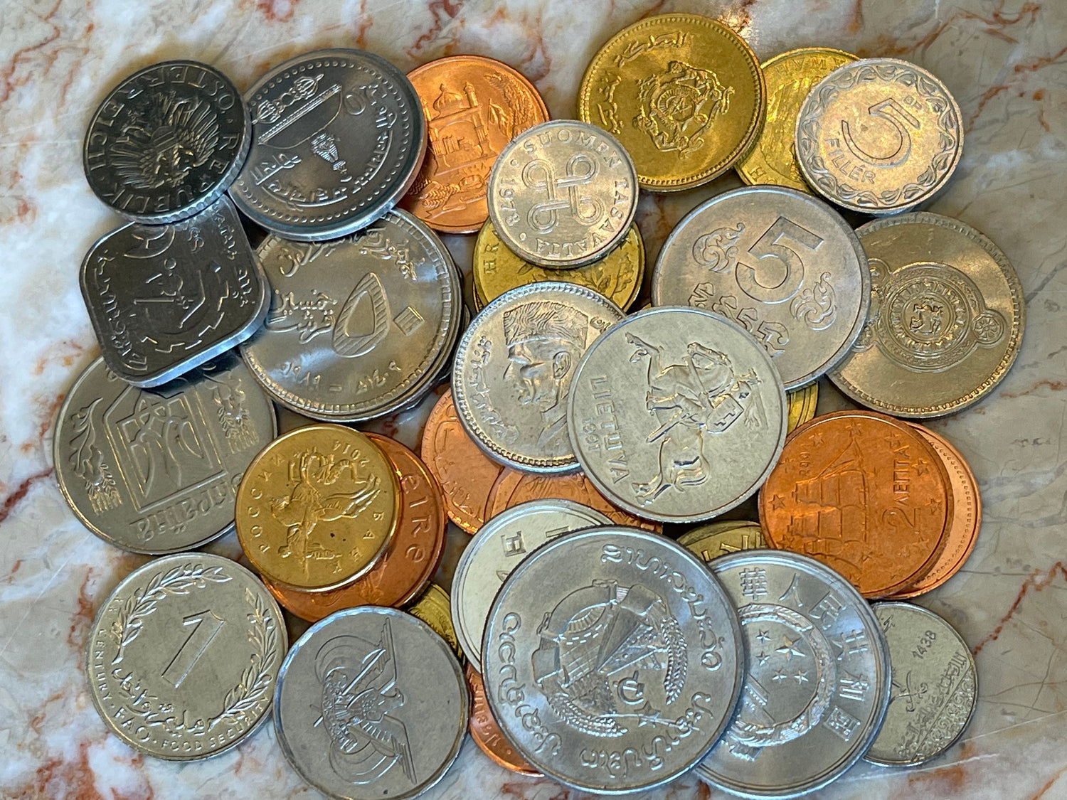 Guessing Game Set of 33 Coins: Challenge Friends to be Fastest to Identify 33 Hard-to-Read Coins, through Speedy Smart-Phone Research
