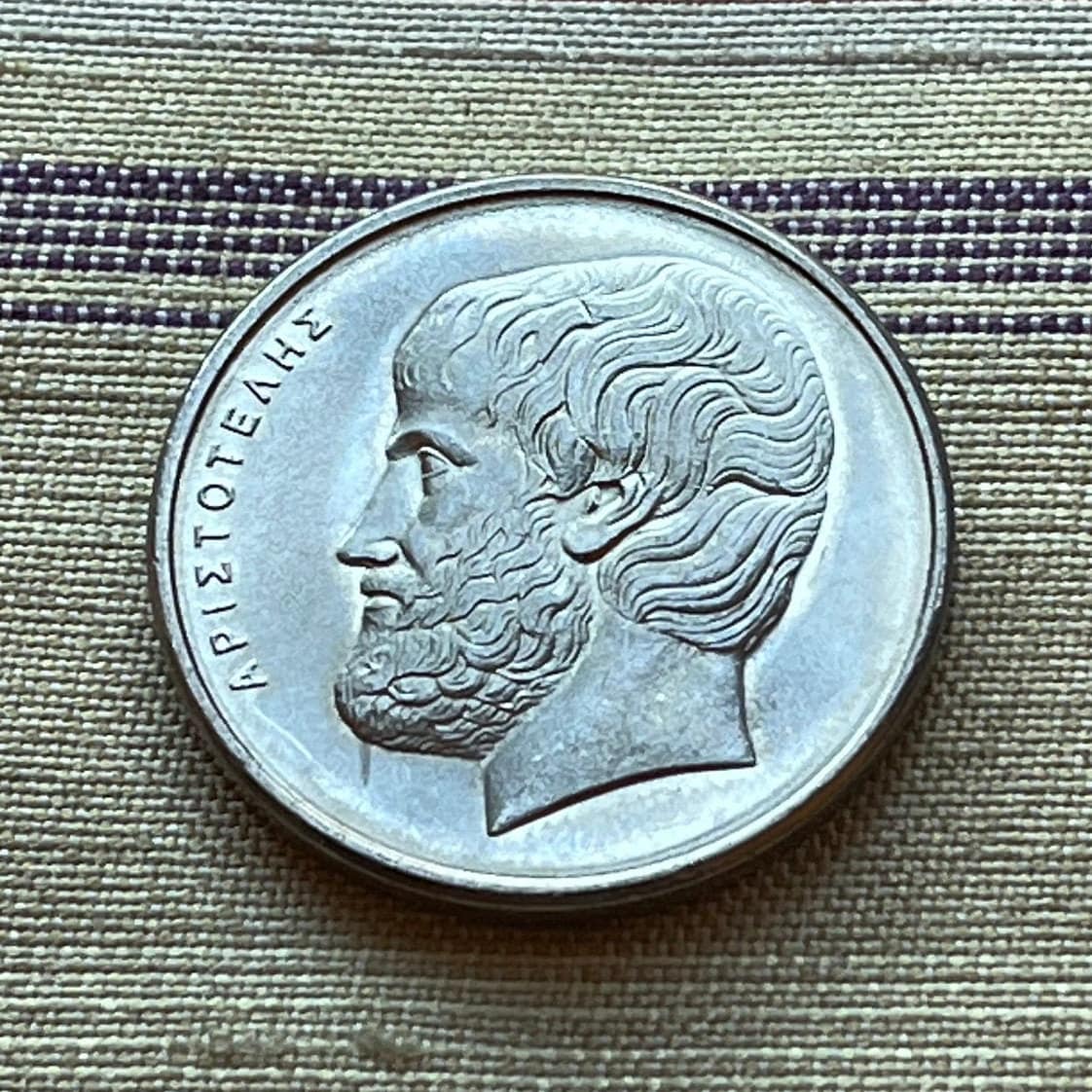 Aristotle 5 Drachmai Greece Authentic Coin Money for Jewelry and Craft Making
