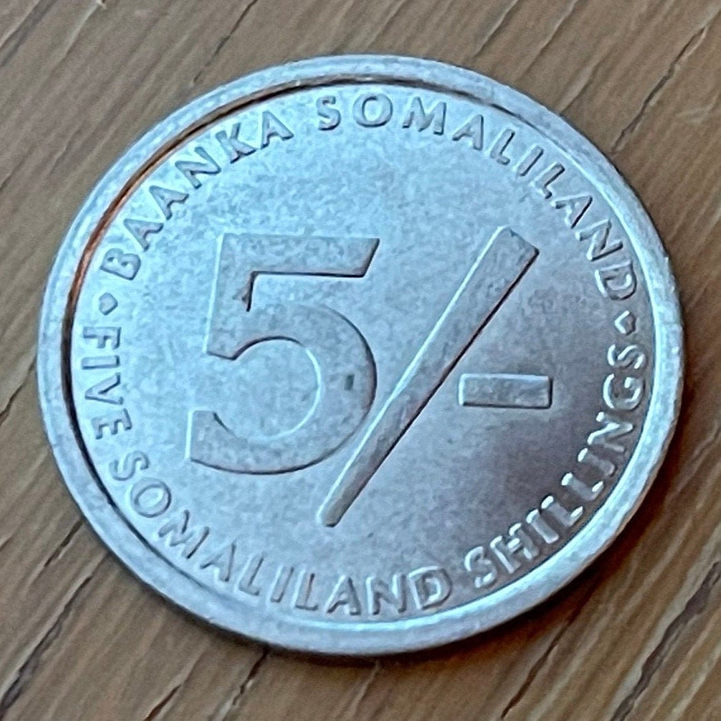 Elephant with Baby 5 Shillings Somaliland Authentic Coin Money for Jewelry and Craft Making