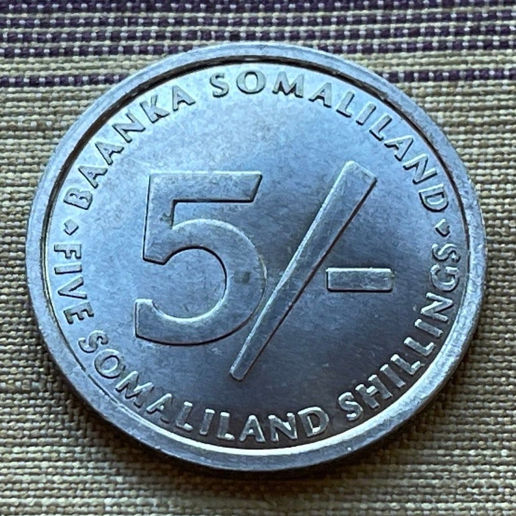 Elephant with Baby 5 Shillings Somaliland Authentic Coin Money for Jewelry and Craft Making