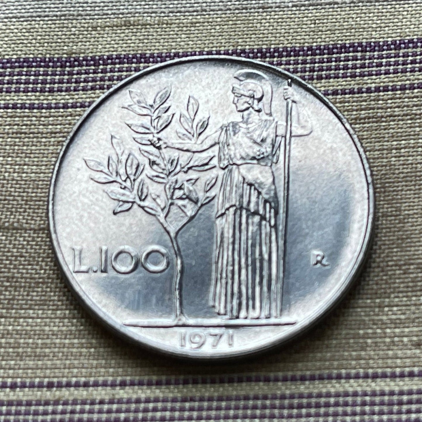 Goddess Minerva & Olive Tree 100 Lire Italy Authentic Coin Money for Jewelry and Craft Making (Goddess Athena)