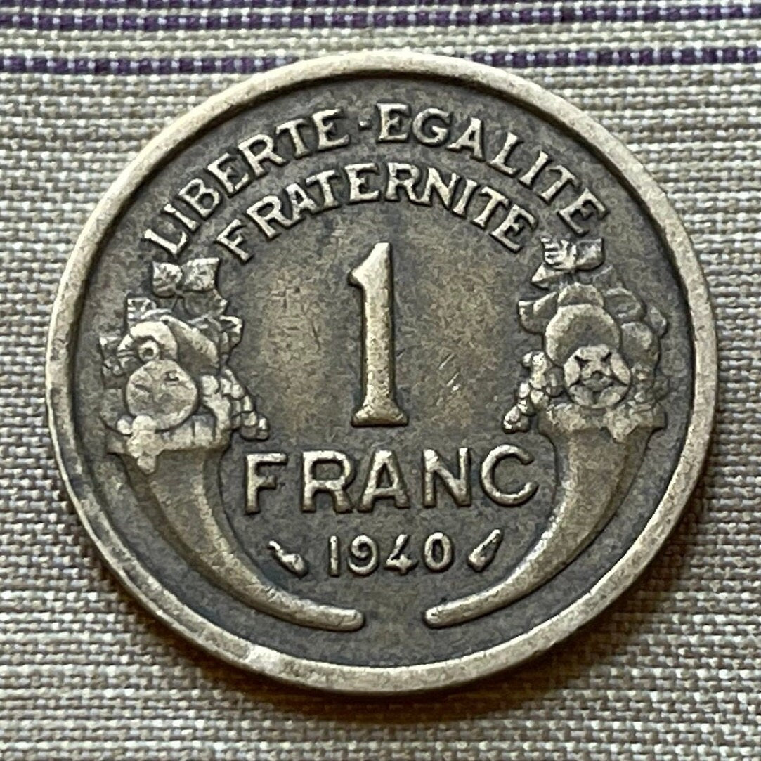 Marianne 1 Franc & Liberté, Égalité, Fraternité France Authentic Coin Money for Jewelry (Liberty Equality Brotherhood) (Third Republic)