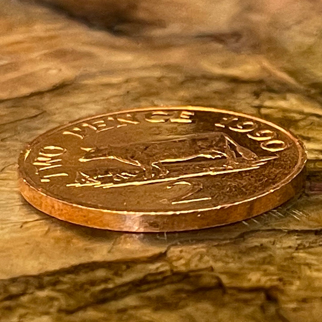 Guernsey Cows 2 Pence Bailiwick of Guernsey Authentic Coin Money for Jewelry and Craft Making