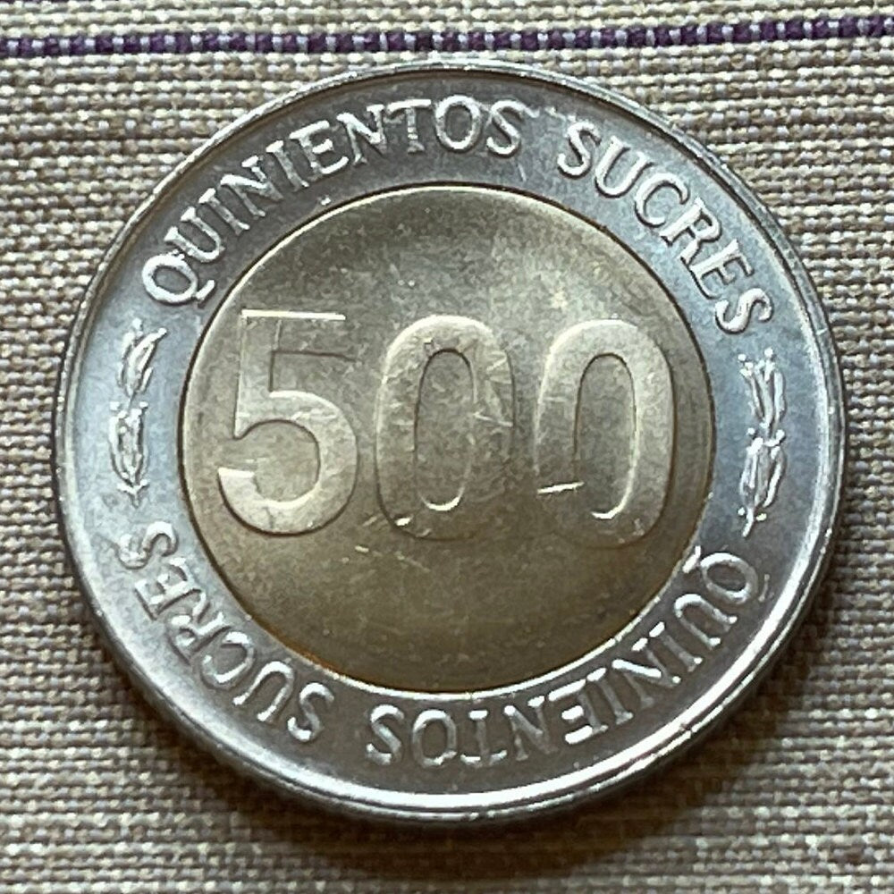 Doctor Isidro Ayora President of Ecuador Bi-Metallic 500 Sucres Authentic Coin Money for Jewelry and Craft-Making