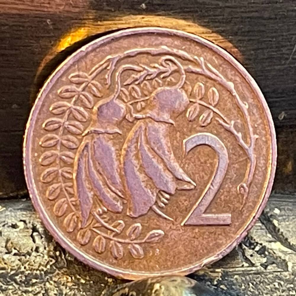 Kowhai Flowers 2 Cents New Zealand Authentic Coin Money for Jewelry and Craft Making