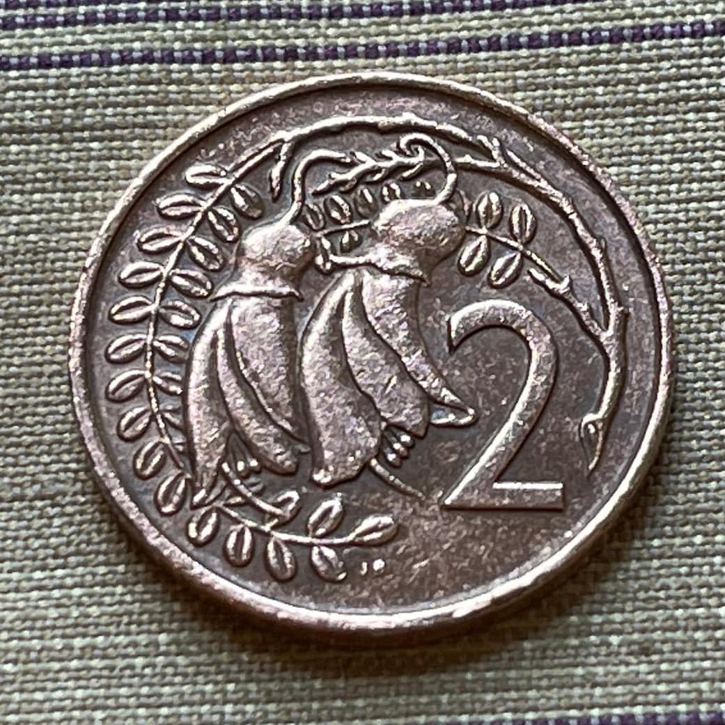 Kowhai Flowers 2 Cents New Zealand Authentic Coin Money for Jewelry and Craft Making