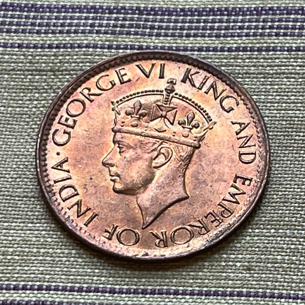 King George VI & Cabbage Palm 1 Cent Ceylon Authentic Coin Money for Jewelry and Craft Making (Sri Lanka) (Palmetto) (Emperor of India)