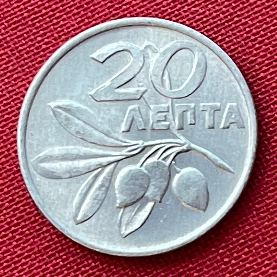 Olive Branch & Phoenix 20 Lepta Greece Authentic Coin Money for Jewelry and Craft Making (1973)
