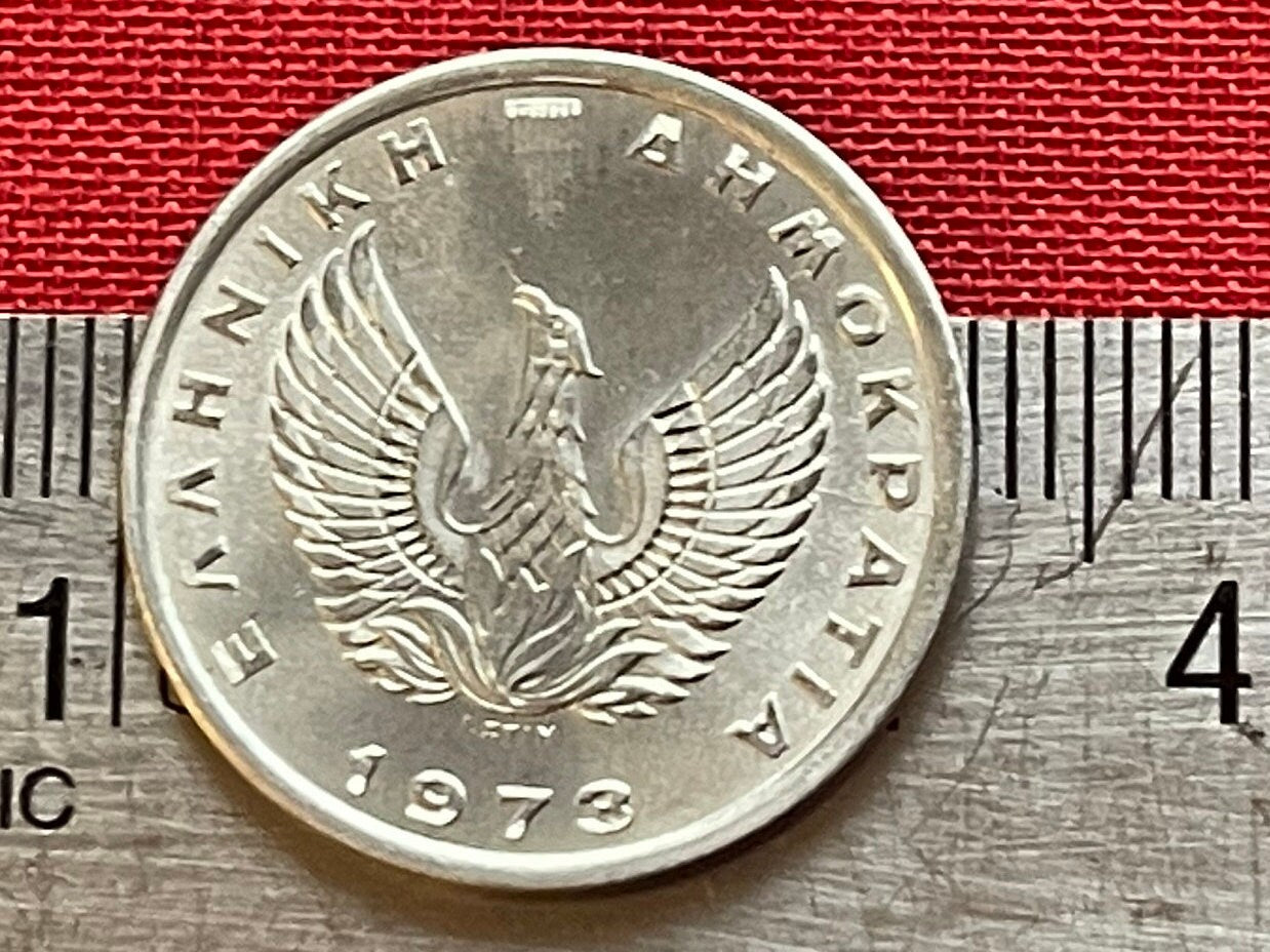 Olive Branch & Phoenix 20 Lepta Greece Authentic Coin Money for Jewelry and Craft Making (1973)