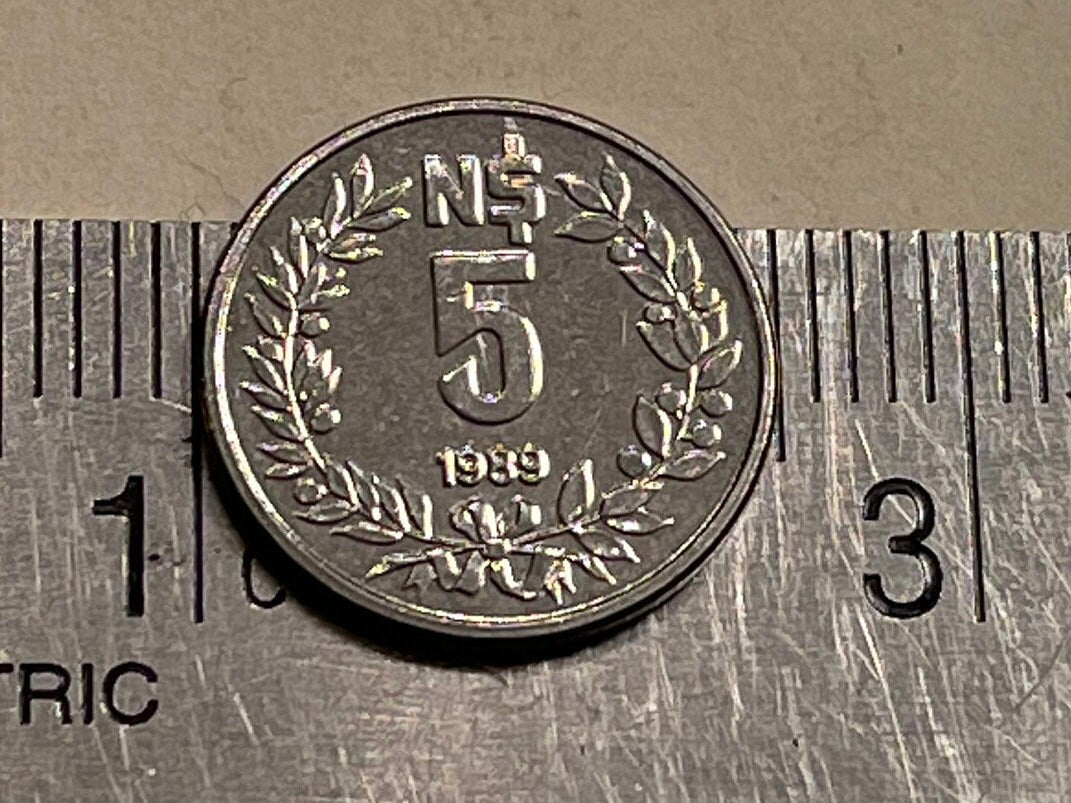 Sun of May 5 Pesos Uruguay Authentic Coin Money for Jewelry and Craft Making (Sol Invictus) (Inti) (Inca God)