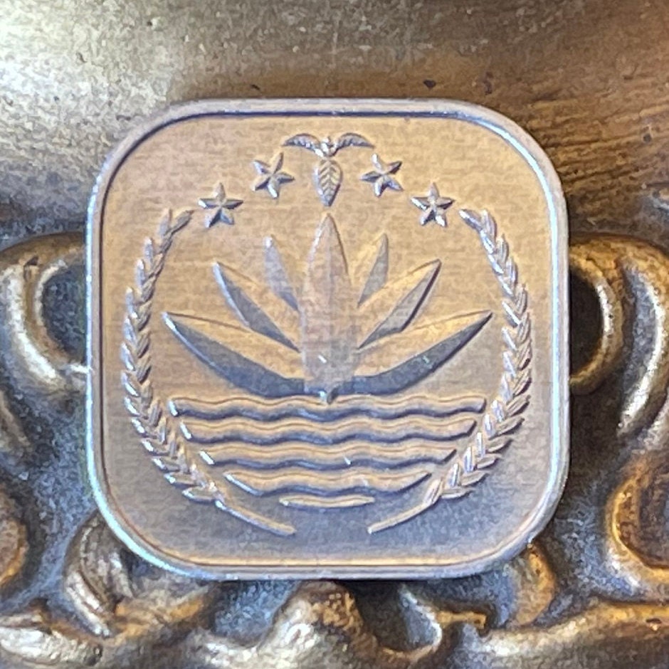 Water Lily 5 Poisha Bangladesh Authentic Coin Money for Jewelry and Craft Making (Lotus) (Blue Lotus) (Star Lotus)