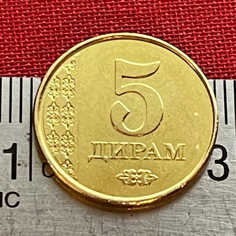 Magic Seven Stars & Pamir Mountains 5 Diram Tajikistan Authentic Coin Money for Jewelry and Craft Making (Rising Sun) (Magic Number 7)