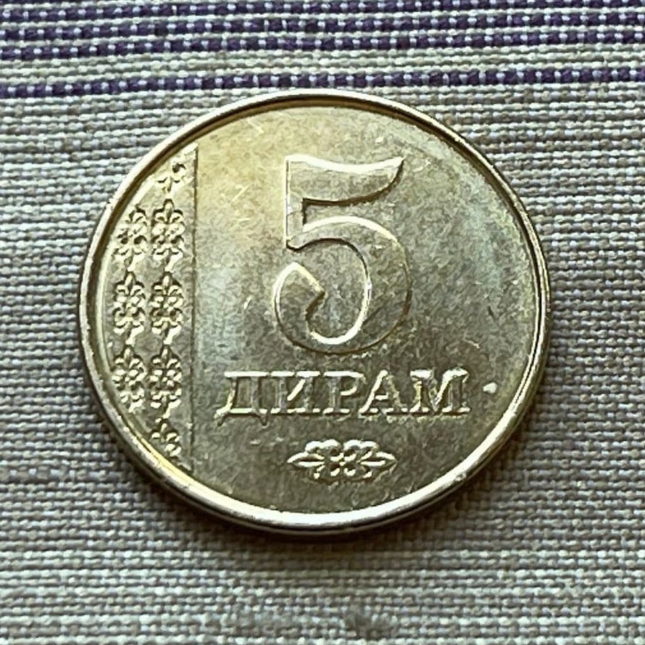 Magic Seven Stars & Pamir Mountains 5 Diram Tajikistan Authentic Coin Money for Jewelry and Craft Making (Rising Sun) (Magic Number 7)
