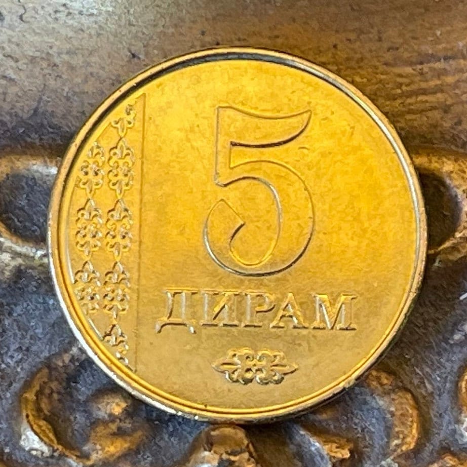 Magic Seven Stars & Pamir Mountains 5 Diram Tajikistan Authentic Coin Money for Jewelry and Craft Making (Rising Sun) (Magic Number 7)