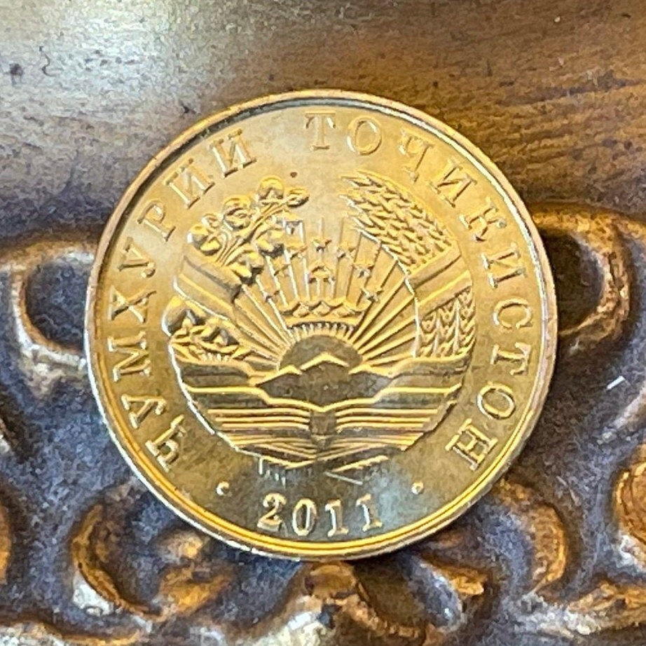 Magic Seven Stars & Pamir Mountains 5 Diram Tajikistan Authentic Coin Money for Jewelry and Craft Making (Rising Sun) (Magic Number 7)
