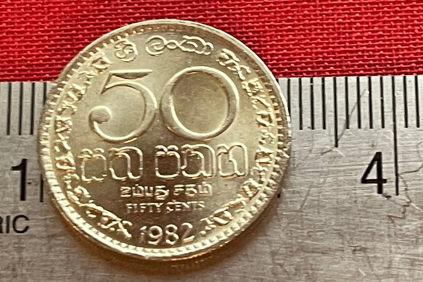 Wheel of Dharma 50 Cents & Lion with Sword Sri Lanka Authentic Coin Money for Jewelry and Craft Making (Dharmachakra) (Dhammacakka)