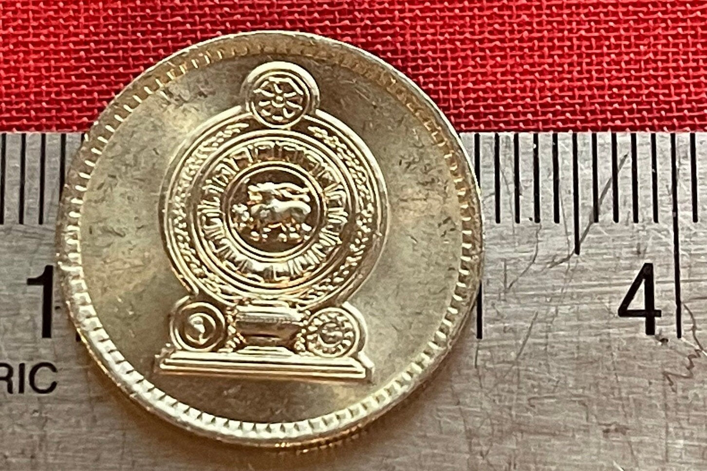 Wheel of Dharma 50 Cents & Lion with Sword Sri Lanka Authentic Coin Money for Jewelry and Craft Making (Dharmachakra) (Dhammacakka)