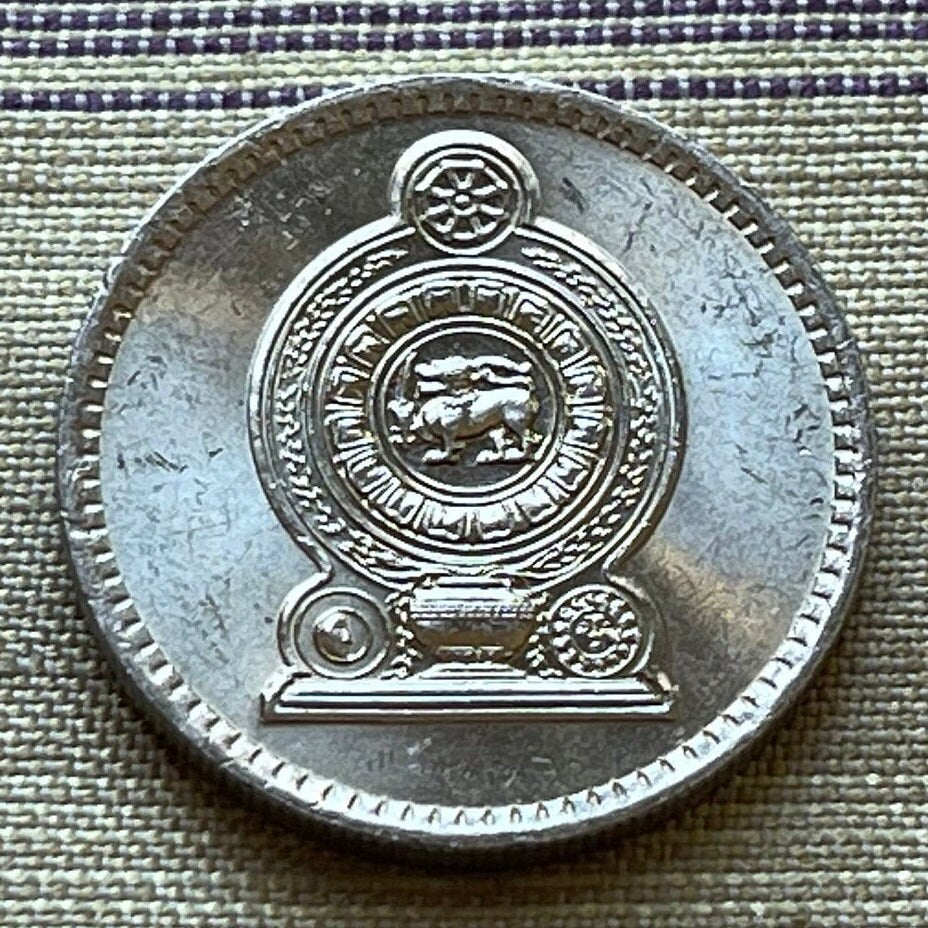 Wheel of Dharma 50 Cents & Lion with Sword Sri Lanka Authentic Coin Money for Jewelry and Craft Making (Dharmachakra) (Dhammacakka)