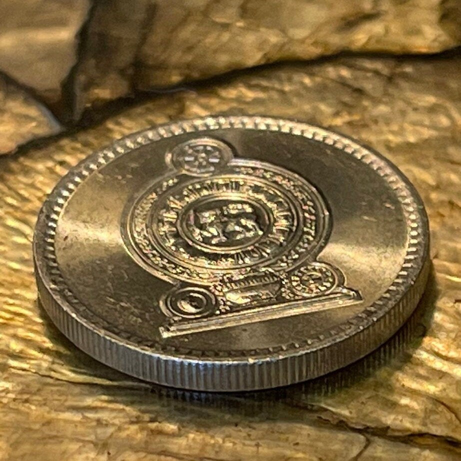 Wheel of Dharma 50 Cents & Lion with Sword Sri Lanka Authentic Coin Money for Jewelry and Craft Making (Dharmachakra) (Dhammacakka)