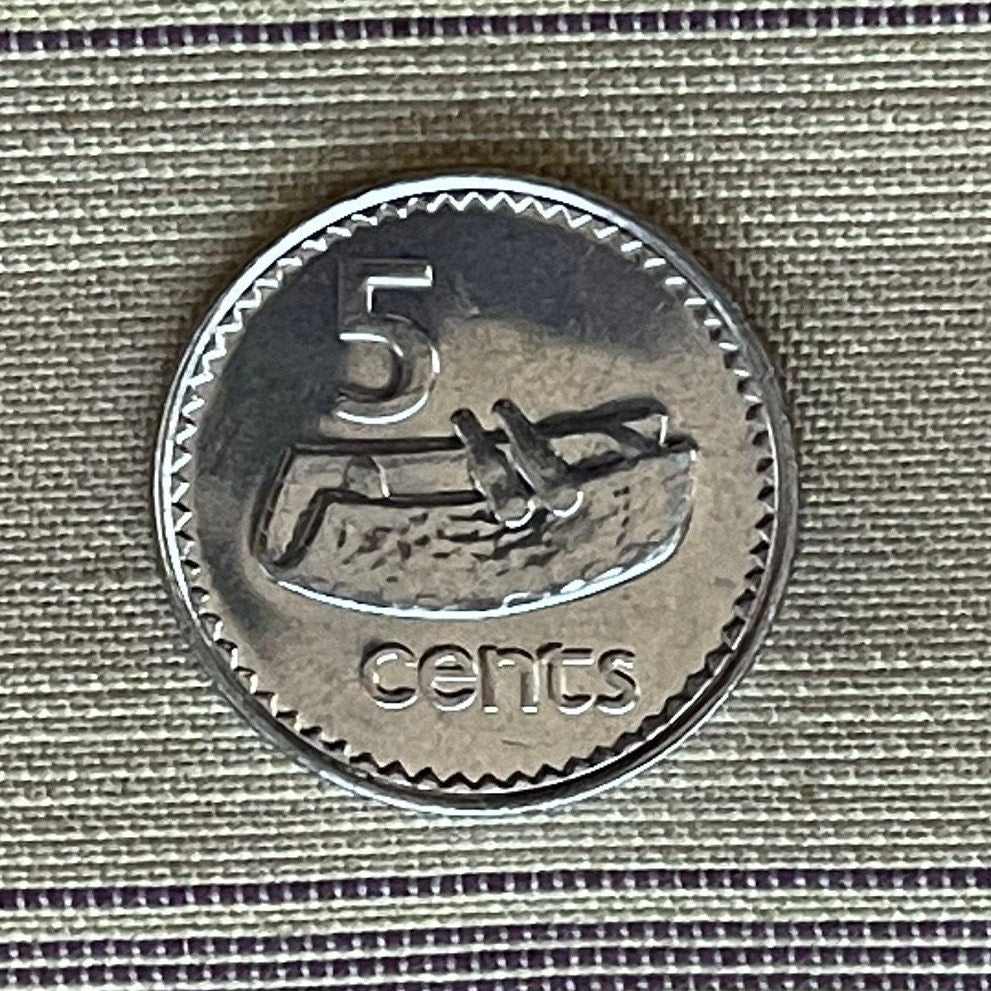 Lali Drum 5 Cents Fiji Authentic Coin Money for Jewelry and Craftmaking (Wooden Slit Drum)