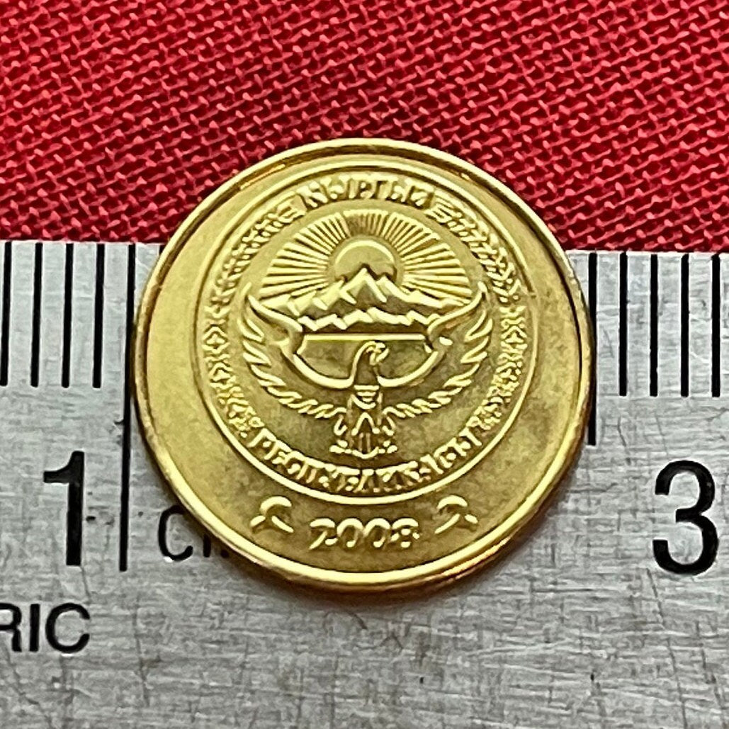 White Falcon and Tian Shan Mountains 10 Tyiyn Kyrgyzstan Authentic Coin Money for Jewelry (Ak Shumkar) (Issyk Kul) (Ala Too) (Tian Shan)