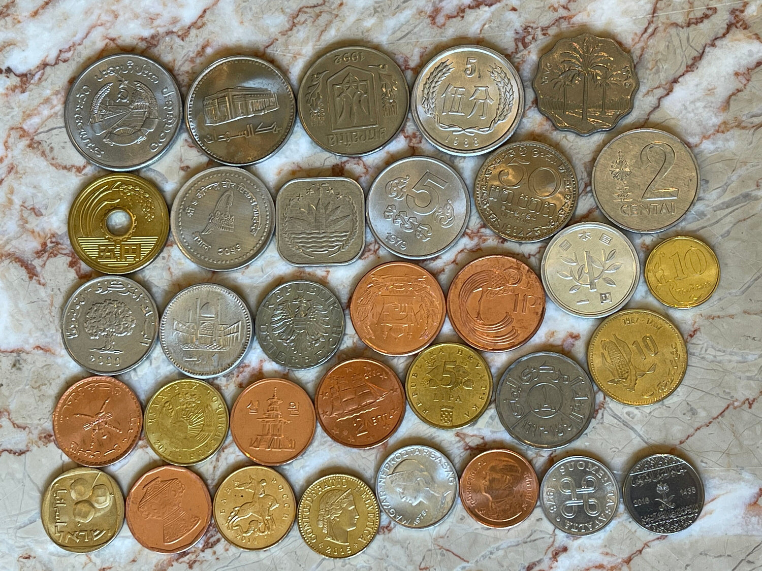 Guessing Game Set of 33 Coins: Challenge Friends to be Fastest to Identify 33 Hard-to-Read Coins, through Speedy Smart-Phone Research