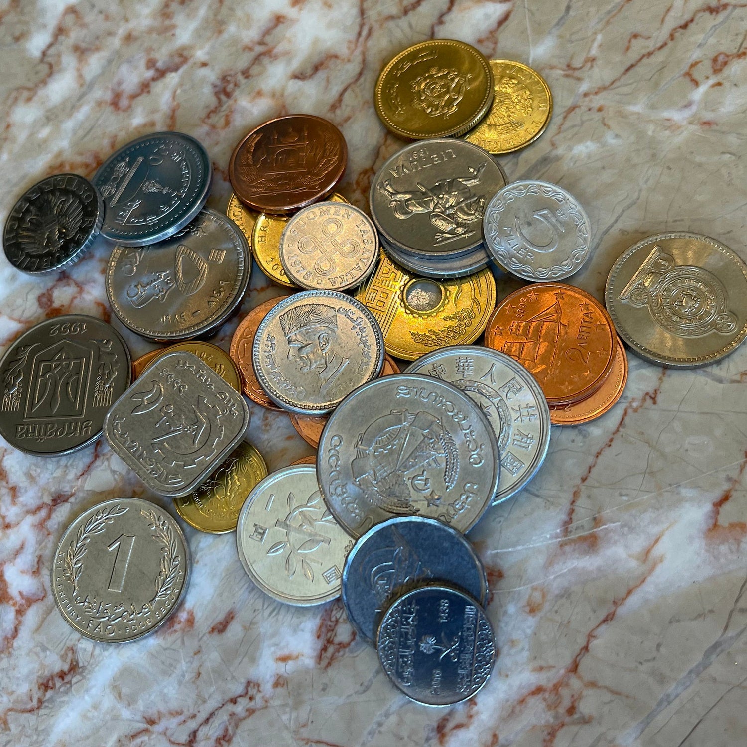 Guessing Game Set of 33 Coins: Challenge Friends to be Fastest to Identify 33 Hard-to-Read Coins, through Speedy Smart-Phone Research