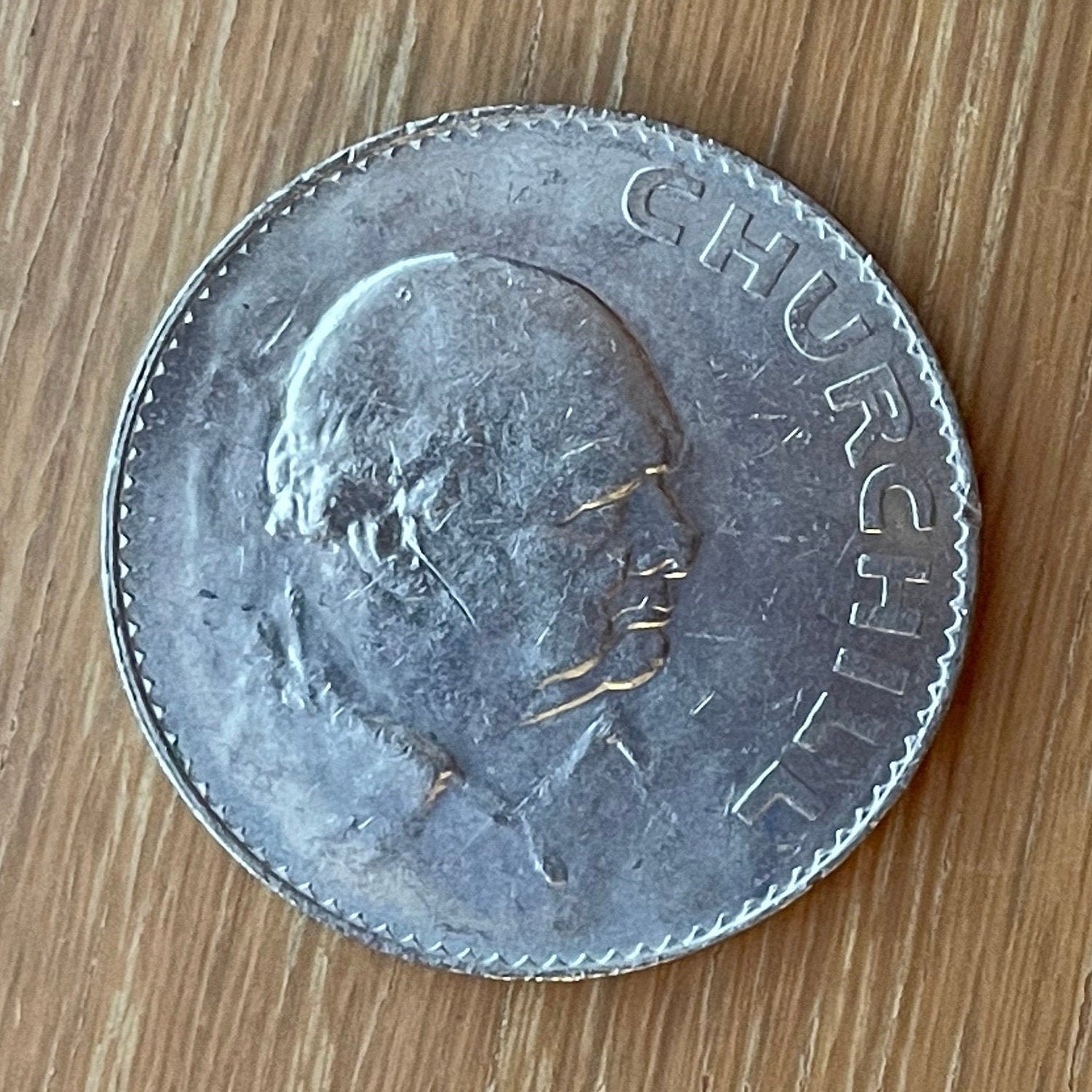 Winston Churchill 1 Crown Authentic Coin Money for Jewelry and Craft Making (Death of Winston Churchill) (1965)