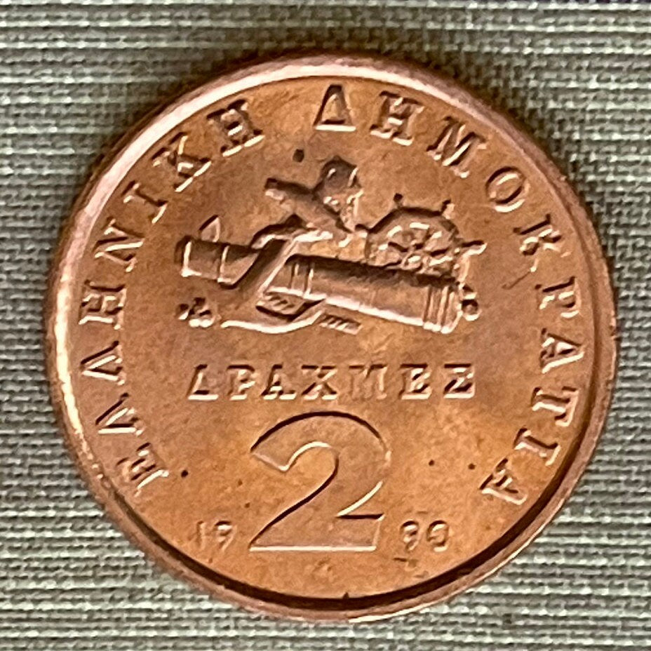 Manto Mavrogenous Freedom Fighter 2 Drachmai Greece Authentic Coin Money for Jewelry and Craft Making (Warrior Woman) (Privateer)